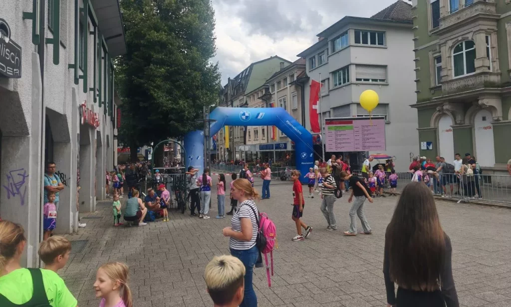 Die Ziellinie der Trompeterlauf Strecke in Bad Säckingen